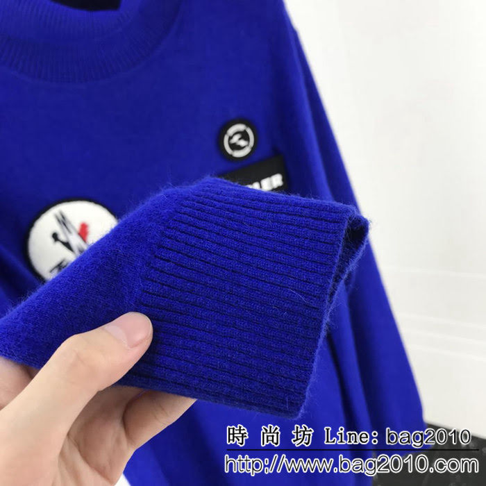 MONCLER蒙口 x 藤原浩合作系列 18年秋冬新款 高領貂絨 魔術貼徽章圖案 男款羊毛衫 ydi1552